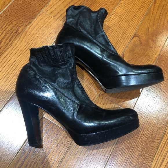 Celine Black Leather Boots Size 37.5 - Picture 1 of 5